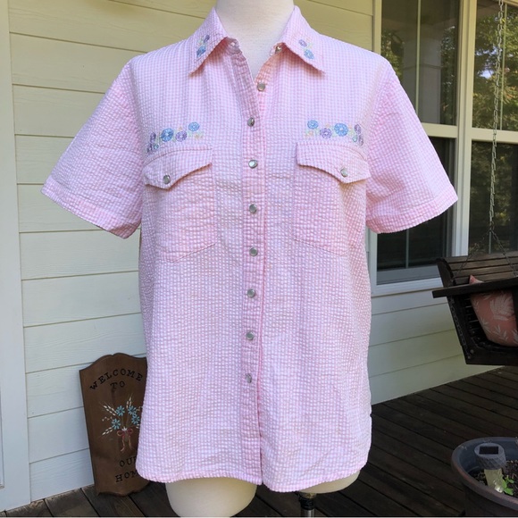 Vintage Tops - Vintage searsucker shirt